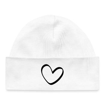Le contour du cœur inégal - Bonnet bébé bio - blanc - Devant