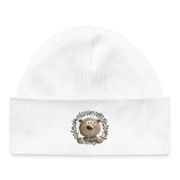 Droll Brown Bear Leaf Couronne Animal Sauvage Bande Dessinée - Bonnet bébé bio - blanc - Devant