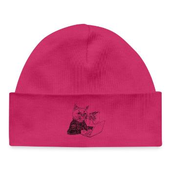 OFFICE KITTY - Baby Organic Beanie - white - Front