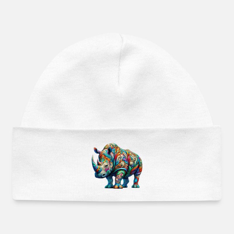 Rhinocéros - Bonnet bébé bio - blanc