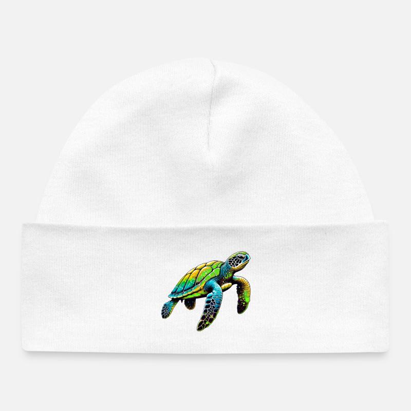 Tortue - Bonnet bébé bio - blanc