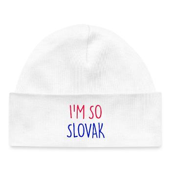 JE SUIS TELLEMENT SLOVAQUE Slovaquie - Bonnet bébé bio - blanc - Devant