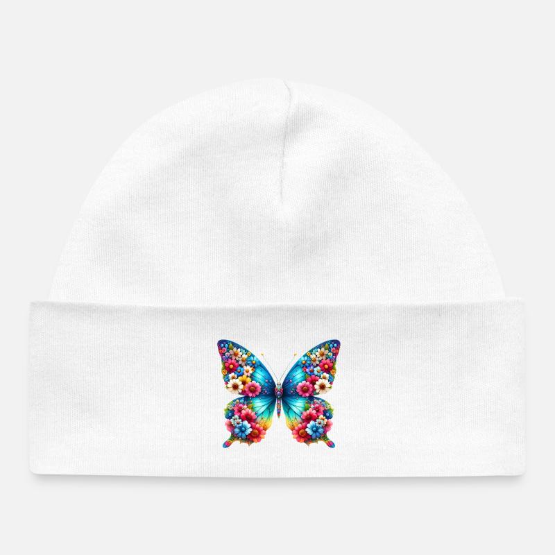 Papillon - Bonnet bébé bio - blanc