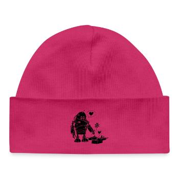 Robot Lovers (Black) - Baby Organic Beanie - white - Front