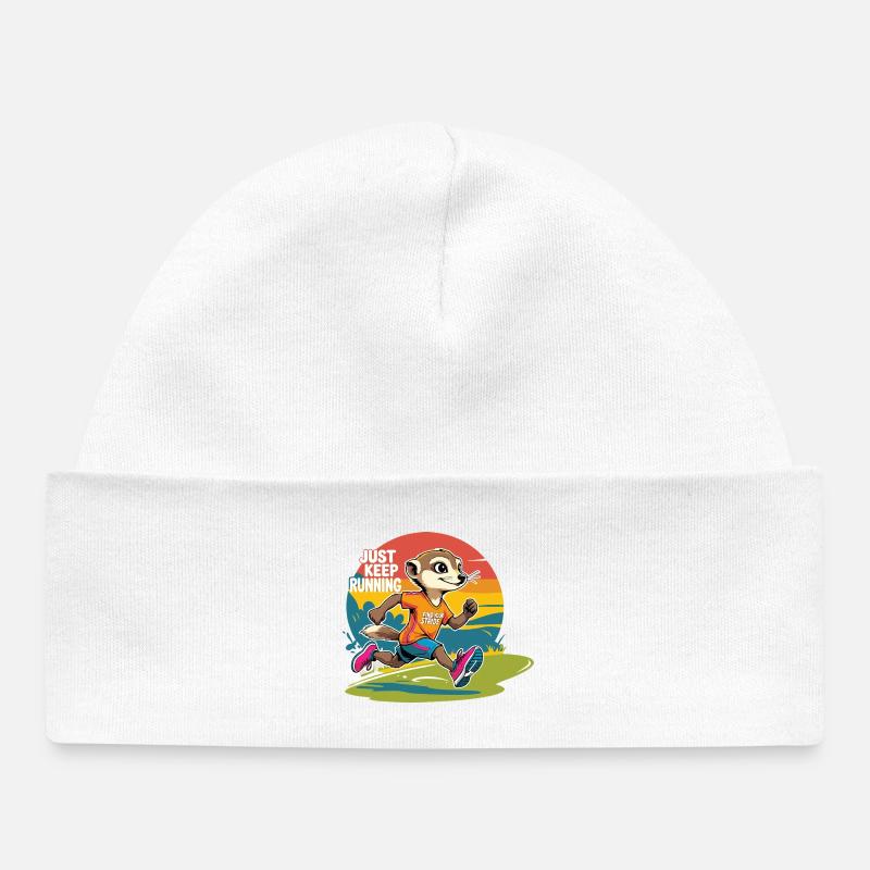 Just keep Running - Baby Organic Beanie - white