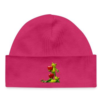grenouille avec coeur fruits design - Bonnet bébé bio - blanc - Devant
