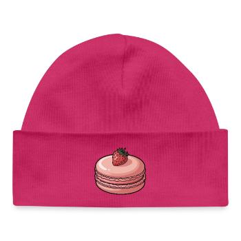 Strawberry Macaron Dessert - Baby Organic Beanie - white - Front