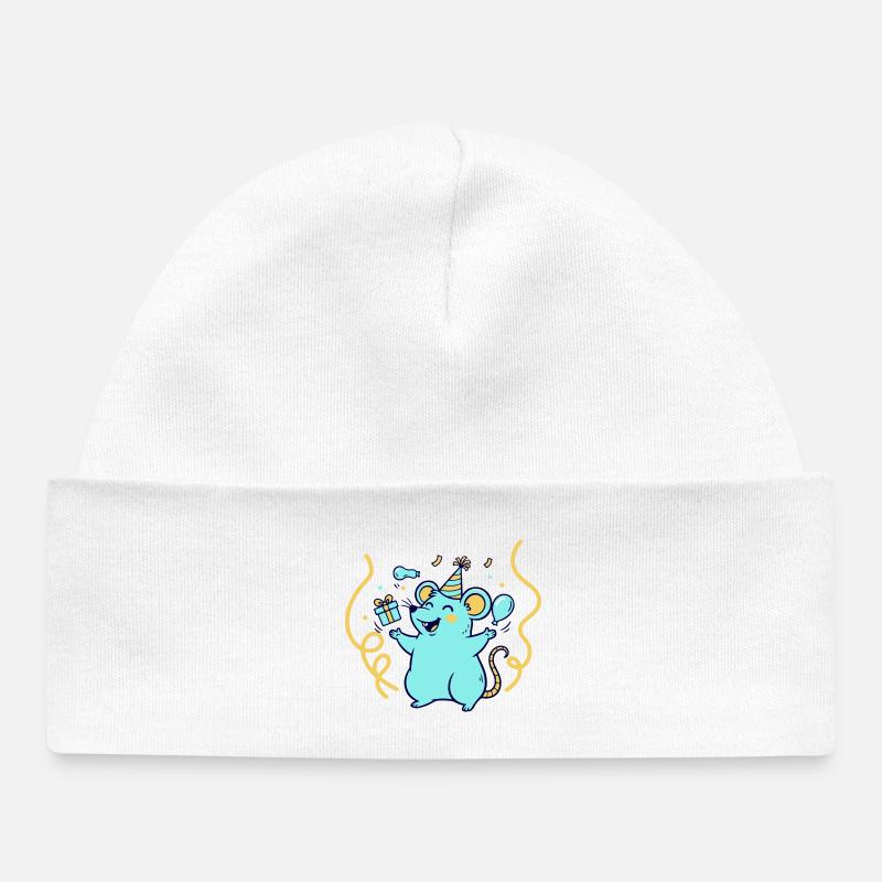Temps festif avec chapeau et ballons - Bonnet bébé bio - blanc