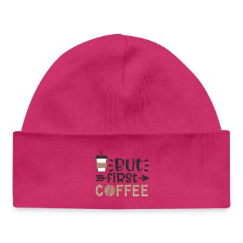 Coffee First Life Quote - Baby Organic Beanie - white - Front