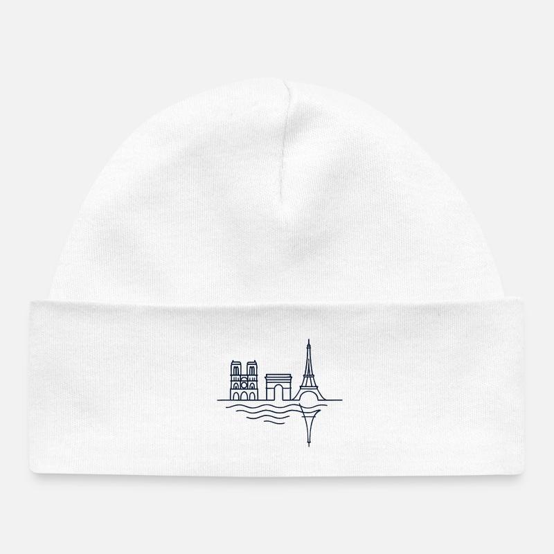 Lignes Parisiennes: Tour Eiffel et Arc de Triomphe - Bonnet bébé bio - blanc