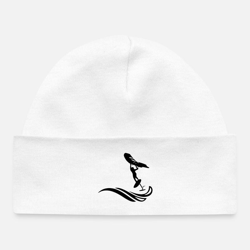 Wingfoiler sur la vague - Bonnet bébé bio - blanc
