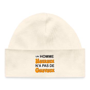 Un Heureux N'a Pas De Cheveux - Bonnet bébé bio - blanc - Devant