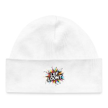 Guts Pays Off Comic Explosion Text - Baby Organic Beanie - white - Front