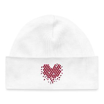 Coeur géométrique en cubes rouges - Bonnet bébé bio - blanc - Devant