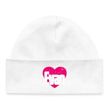 I Love Evan Pinkes Herz Ich liebe Evan - Baby Organic Mütze - Weiß - Vorne