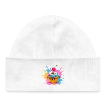 Colorful cupcake with googly eyes - Baby Organic Beanie - white - Front