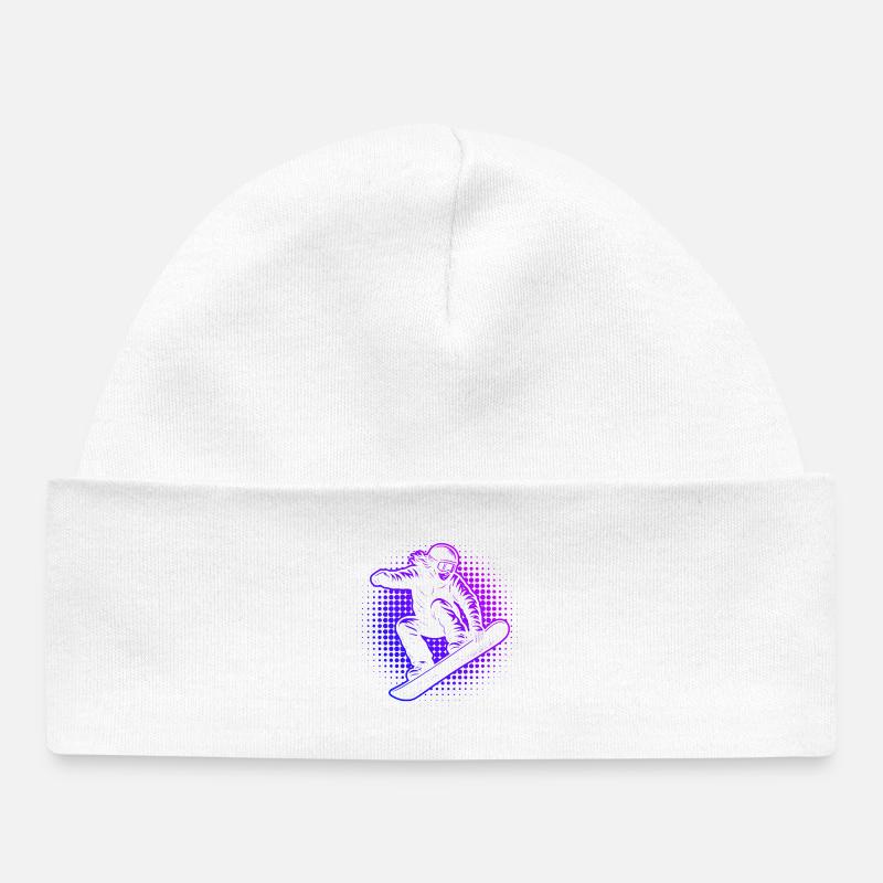 Neon Snowboarder Retro Vaporwave - Bonnet bébé bio - blanc