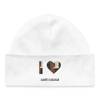 Amsterdam Brick Heart Emblem Tee - Baby Organic Mütze - Weiß - Vorne
