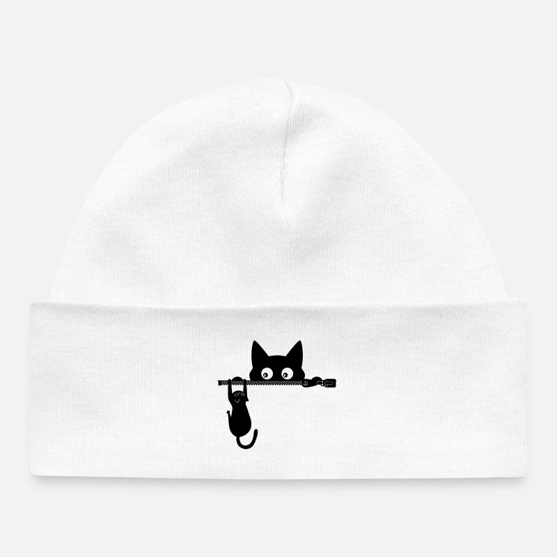 Kitty le chat - cadeau amoureux des chats - Bonnet bébé bio - blanc