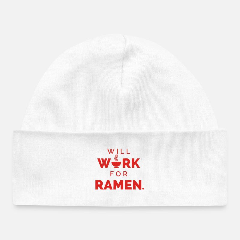Ça marche pour le ramen – Drôle de prononcé alimentaire - Bonnet bébé bio - blanc