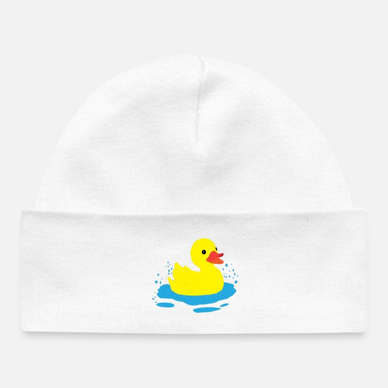 Un canard heureux - Bonnet bébé bio - blanc