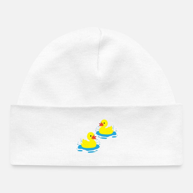 Deux-canards-heureux-de-l’argent - Bonnet bébé bio - blanc