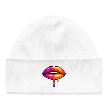 Dripping Neon Lips - Baby Organic Beanie - white - Front
