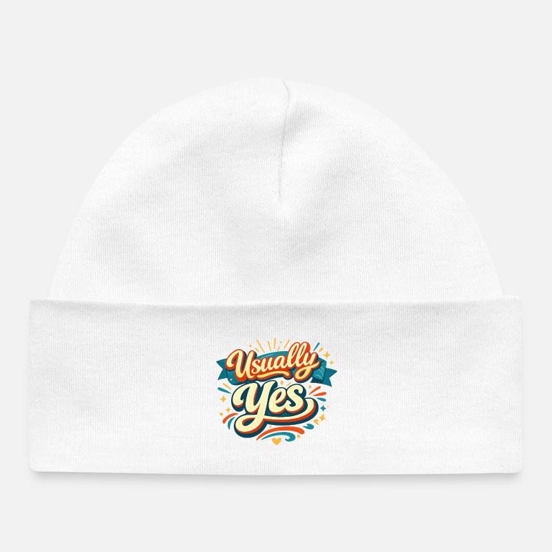 Usually Yes Retro Handlettering  - Bonnet bébé bio - blanc