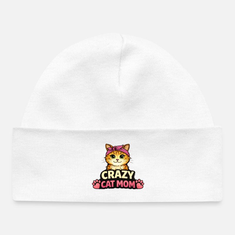 Maman Chat Folle - Bonnet bébé bio - blanc