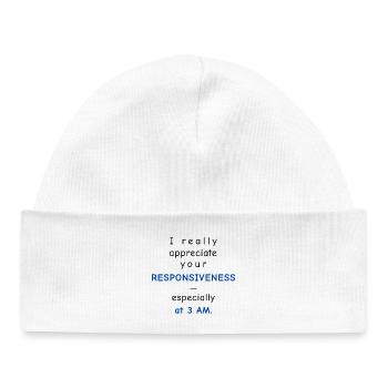 Baby Performance Review – Responsiveness - Baby Organic Beanie - white - Front