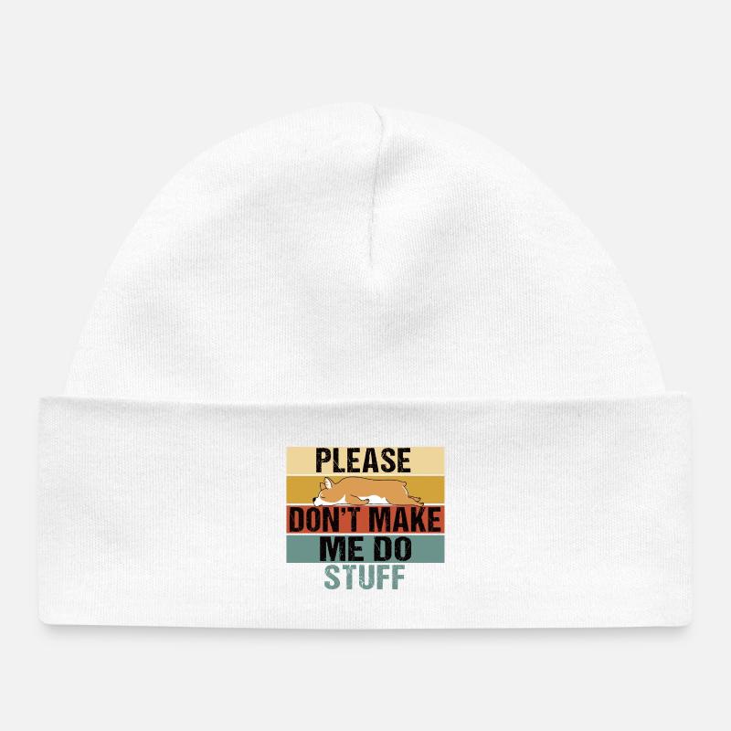 Design drôle de Corgi endormi et d’amant paresseux - Bonnet bébé bio - blanc