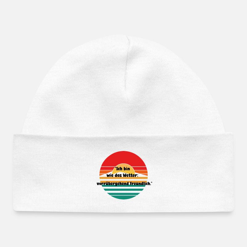 Motif rétro du coucher de soleil - Bonnet bébé bio - blanc