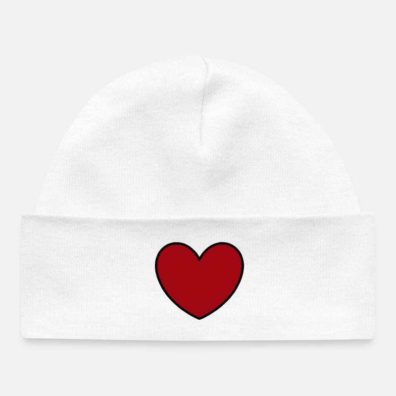 Cadeau rouge de la Saint-Valentin - Bonnet bébé bio - blanc