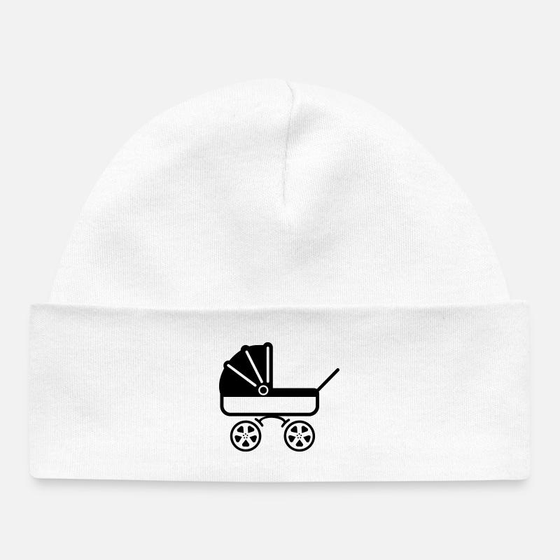 Pram stroller - Baby Organic Beanie - white
