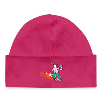 Roller_Skater_on_fire - Baby Organic Beanie - white - Front