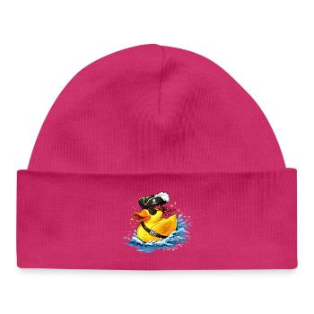 Cheeky rubber duck in pirate look with eye patch - Baby Organic Beanie - white - Front
