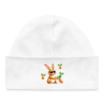 Un lapin avec des lunettes de soleil et une carotte - Bonnet bébé bio - blanc - Devant