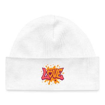 Amour - Cœur - Saint Valentin - Mariage - Bonnet bébé bio - blanc - Devant