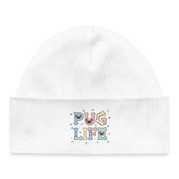 Vie de carlin Vie mignonne design de chien carlin pour les amoureux des animaux - Bonnet bébé bio - blanc - Devant