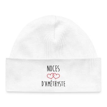 Amethyst Wedding 48 Years of Marriage - Baby Organic Beanie - white - Front