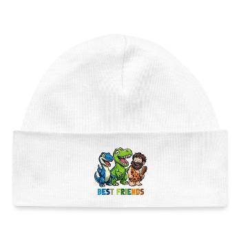 Dino Best Friends Höhlenmensch Comic - Baby Organic Mütze - Weiß - Vorne