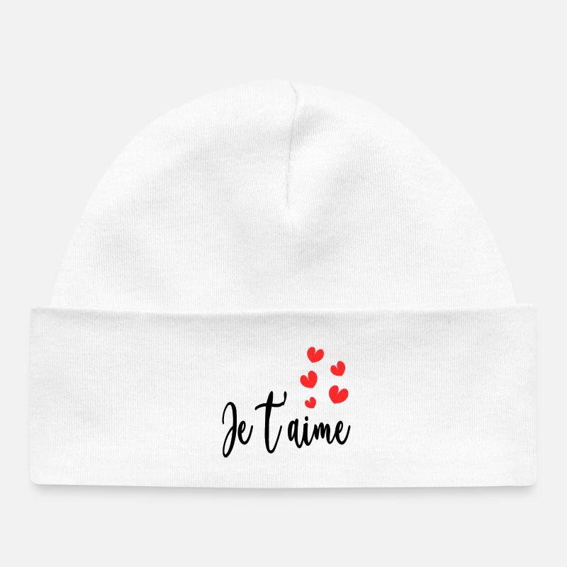 JE T'AIME. COEUR. COUPLE. SAINT VALENTIN. EVJF - Bonnet bébé bio - blanc