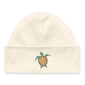Sea Turtle Hand Drawn - Baby Organic Beanie - white - Front