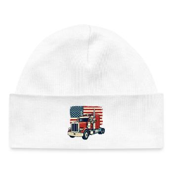 Trucker Camionneur Camion Américain Raton laveur - Bonnet bébé bio - blanc - Devant