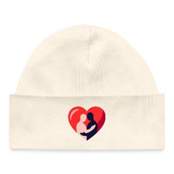 Heart embrace in duo silhouettes - Baby Organic Beanie - white - Front