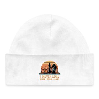 Dicton aux échecs - Je ne perds jamais - Bonnet bébé bio - blanc - Devant