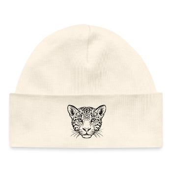 Leopard face - Baby Organic Beanie - white - Front