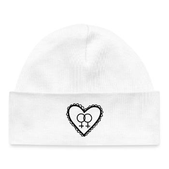 Cœur Noir Lesbienne Cœur - Bonnet bébé bio - blanc - Devant
