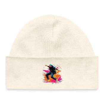 Retro B Boy Synthwave - Baby Organic Beanie - white - Front