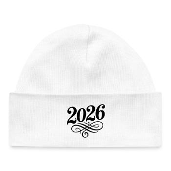 2026 year - Baby Organic Beanie - white - Front